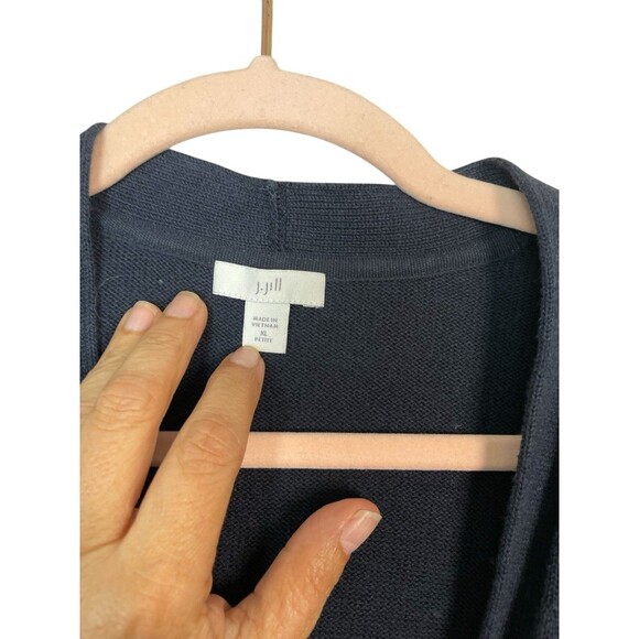 J. Jill Button Front Cardigan Women’s XL petite Blue Cotton Sweater Half Sleeve - Picture 3 of 9